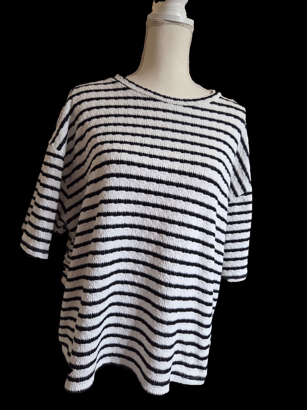 Black and White Striped Knit Top